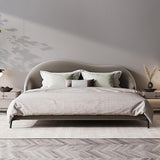 Light Pink Queen Bed Velvet Upholstered Platform Bed with Metal Legs