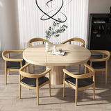 Modern Curved Back Dining Chair Upholstered Leather Walnut Wooden Armchair