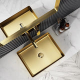 Contemporary Gold Rectangular Stainless Steel Vessel Sink Luxury Wash Sink