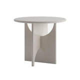 39" White Round Dining Table for 4 Seaters with Cross Base