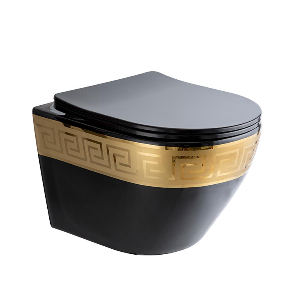 Luxury Round Wall-Mount Toilet Rimless Flushing Ceramic