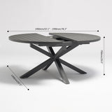 Outdoor Extendable Round Trestle Dining Table with Aluminum Frame in Black