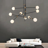 Moderner 12-Licht-Sputnik-Kronleuchter mit warmem Licht in Schwarz und Gold