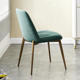Mid-Century Modern Green Dining Chair Armless Upholstered Side Chair Set of 2