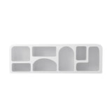 Farmhouse Bookshelf Wood TV Stand in White with Shelves for TV Up to 70"