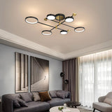 Modern Semi Flush Mount Lighting Gold Ceiling Light Fixture LED Ring