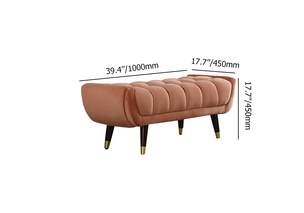 Modern Entryway Bench Gray Velvet Upholstered Ottoman Bench for End of Bed