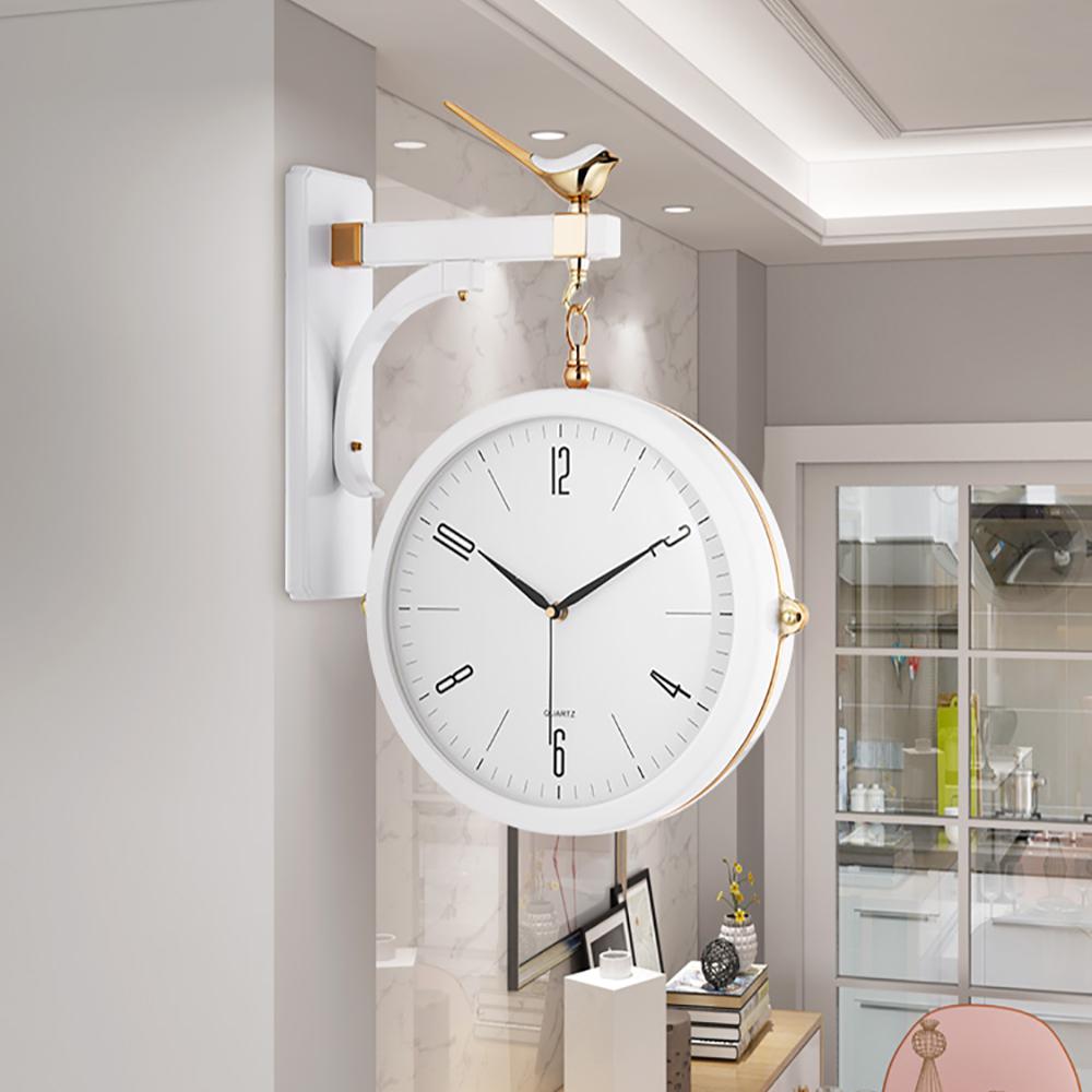 Modern Double-Sided Wall Clock Green Minimalist Hanging Clock