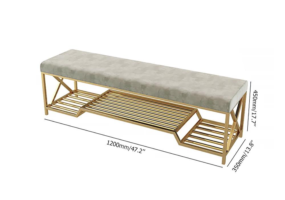 Gray Entryway Bench with Storage Upholstered Storage Bench for Living Room