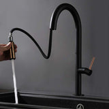 Simple Touch Pull Down Kitchen Faucet with Double Function Single Handle Black & Gold