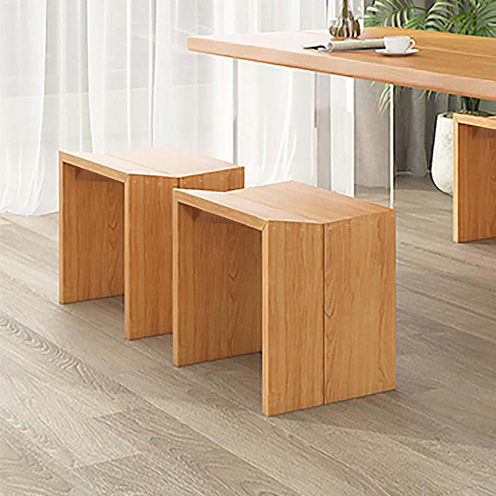Farmhouse Modern Backless Dining Chair Wood Dining Stool Black (Set of 2)