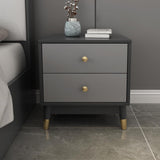 Modern Nightstand with 2 Drawers in Gray with Metal Legs