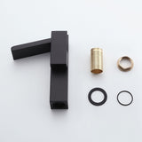 Quad Square Slanted Single Hole 1-Handle Waterfall Faucet Solid Brass for Bathroom Sink in Matte Black