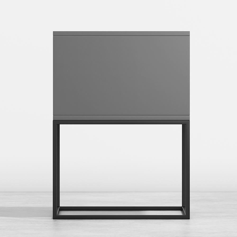 Blue Bedroom Nightstand with Drawer Bedside Table Metal Base