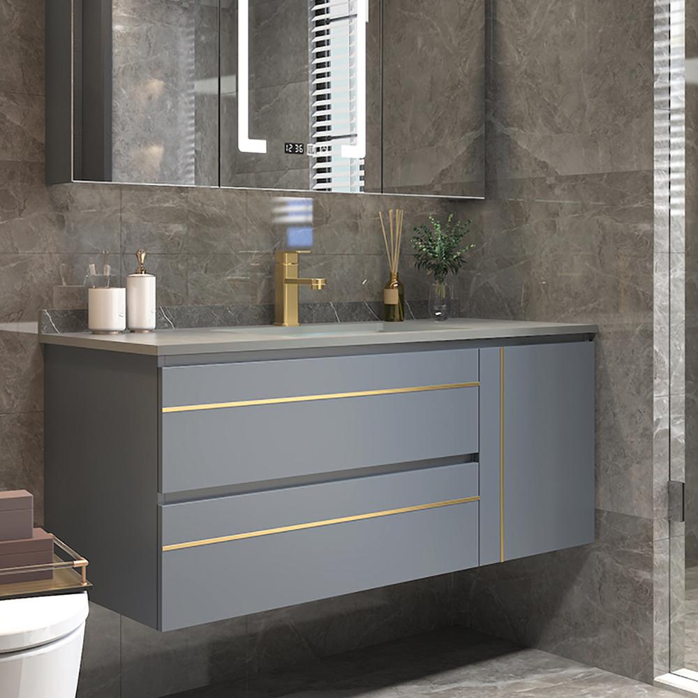 36" Floating Bathroom Vanity with Sink Stone Bathroom Vessel