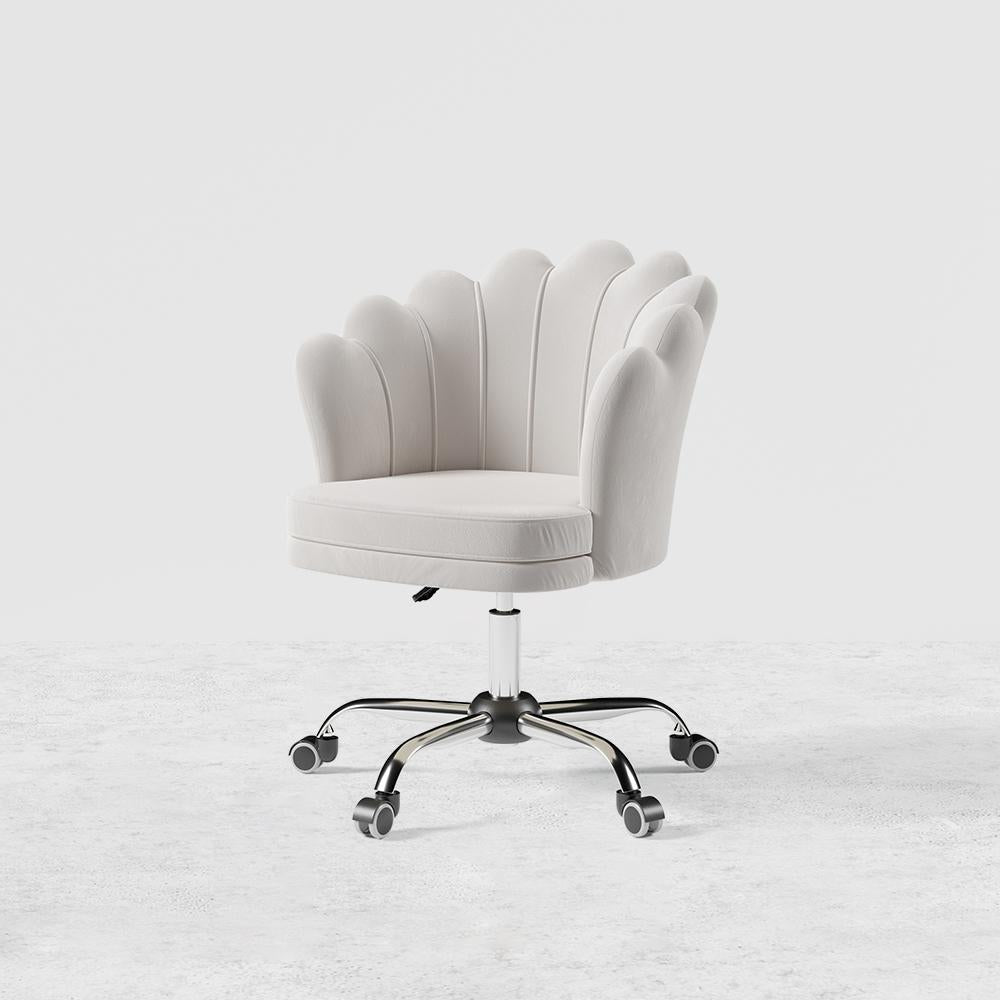 Blue Modern Swivel Office Chair Velvet Upholstered Task Chair Adjustable Height