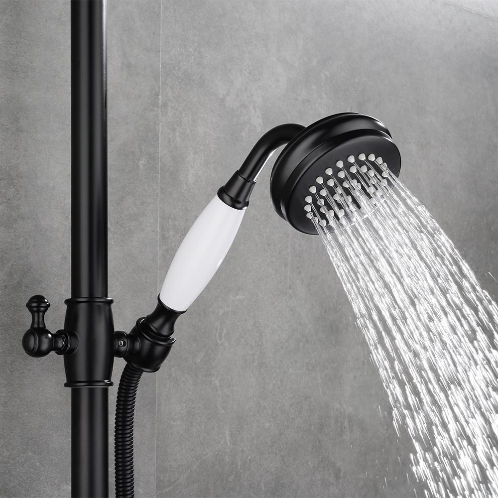 Industrial Style Wall-Mounted Shower System 2-function in Black