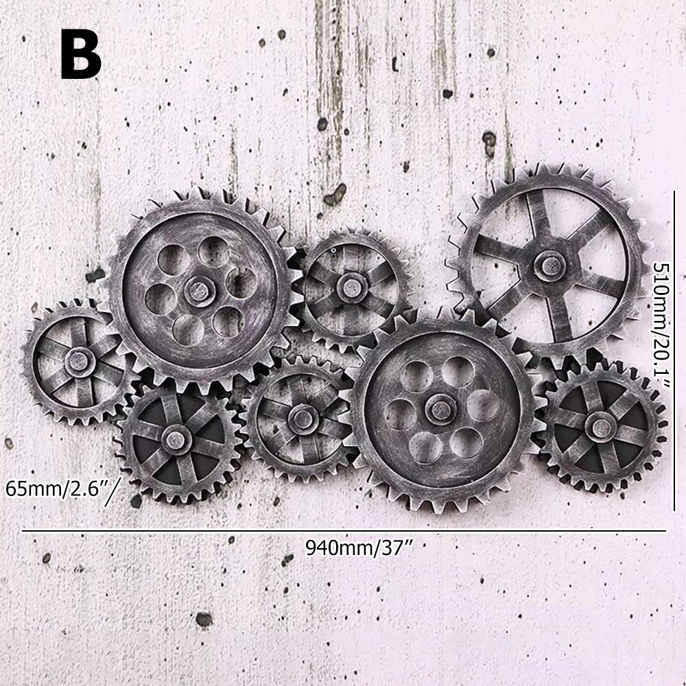 Industrial Distressed Wall Decor with Gear Design in HDF