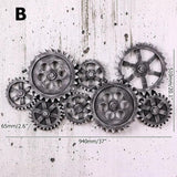 Industrial Distressed Wall Decor with Gear Design in HDF