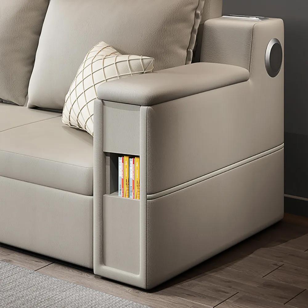 82.7" Convertible Bed Full Sleeper Sofa Leath-aire Upholstered Storage Sofa
