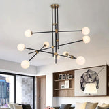 Modern 12-Light Warm Light Sputnik Chandelier in Black & Gold