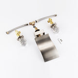 Deck Mount Widespread Waterfall 2 Crystal Handle Bathroom Sink Faucet in Brushed Gold