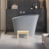 47" Modern Oblique Deep Freestanding Matte White Stone Resin Japanese Soaking Bathtub