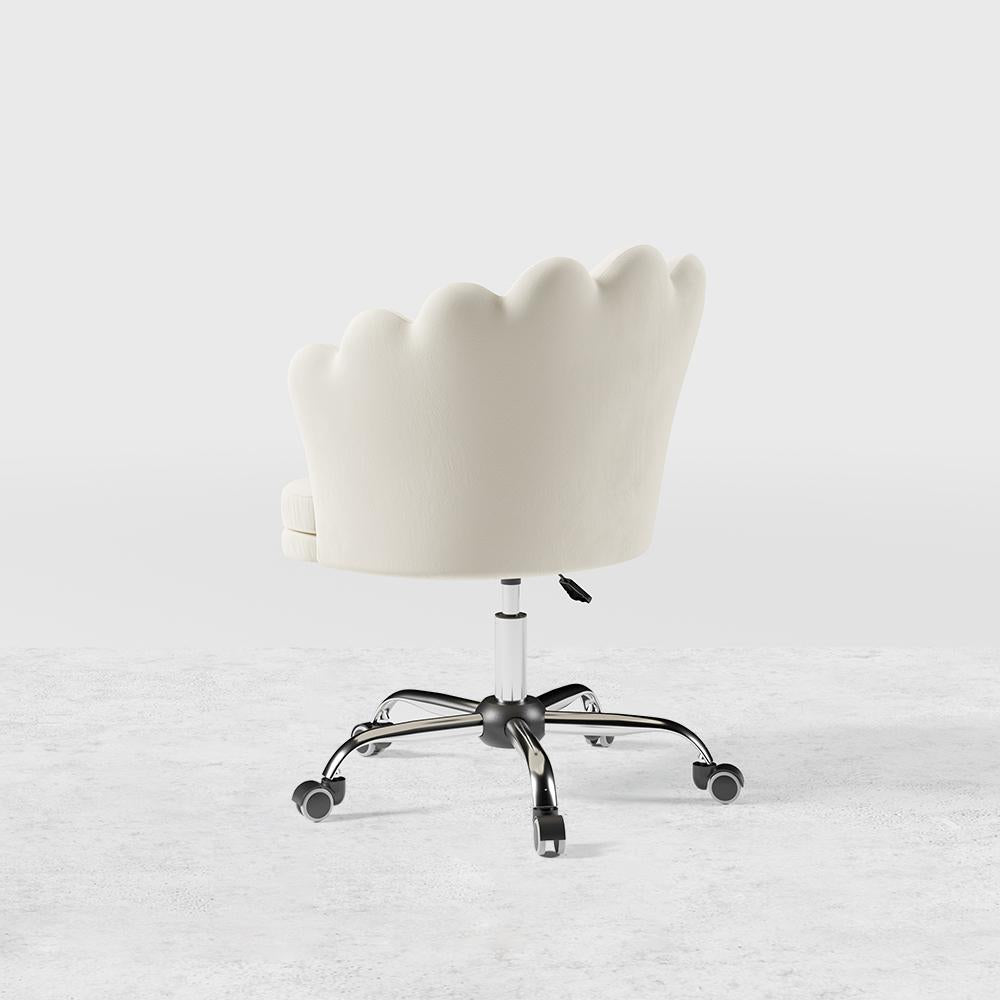 Blue Modern Swivel Office Chair Velvet Upholstered Task Chair Adjustable Height