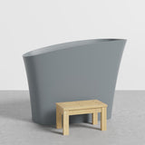 47" Modern Oblique Deep Freestanding Matte White Stone Resin Japanese Soaking Bathtub