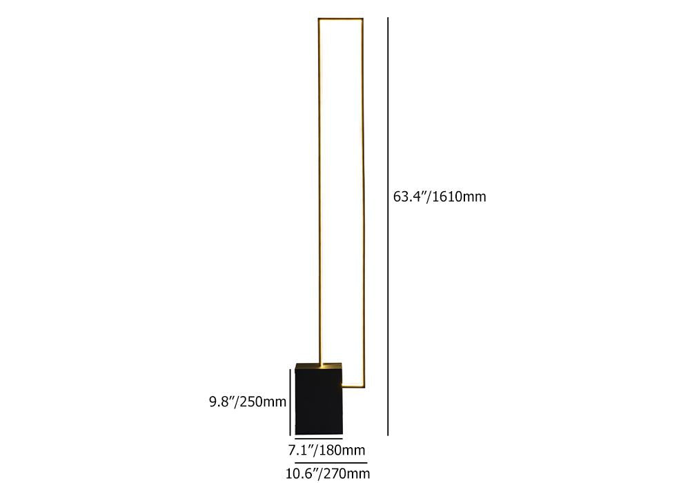 Lampadaire à LED en métal lampe debout rectangulaire avec base noire
