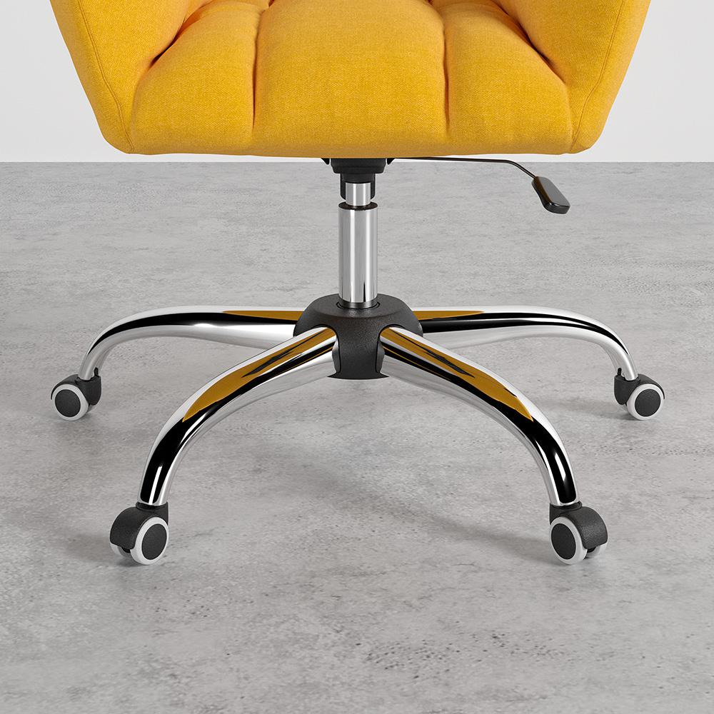Modern Office Chair Upholstered Cotton & Linen Swivel Task Chair Height Adjustable