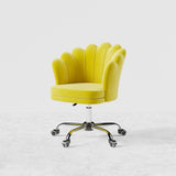 Blue Modern Swivel Office Chair Velvet Upholstered Task Chair Adjustable Height