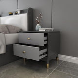 Modern Nightstand with 2 Drawers in Gray with Metal Legs