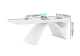 71" Modern White Computer Desk Rectangular Executive Desk with Abstract Base