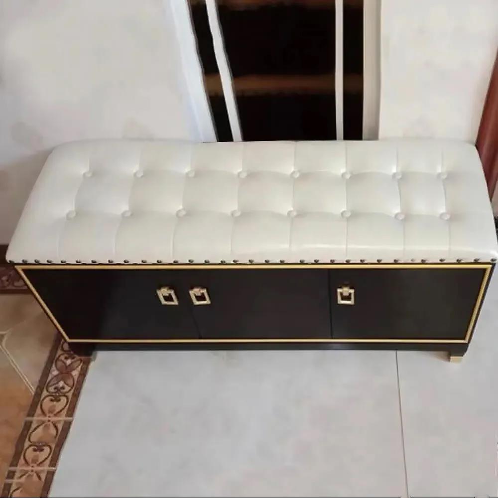 39.4" Faux Leather Upholstered Entryway Bench with Storage Shoe Cabinet 3-Door