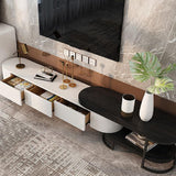 Nesnesis Modern Extending TV Stand with Storage Oval White & Natural Media Console