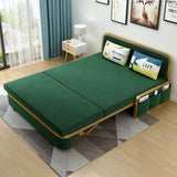 Modern Convertible Sofa Bed with Storage Velvet Upholstery in Beige & Gold