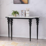 47.2" Classical Black Marble Console Table Narrow Entryway Table Stainless Steel Legs