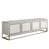Medally Modern White TV Stand with Drawer Gold Media Console for TVs Up To 85"