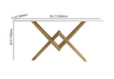 Table accent de table de console étroite noire et or pour l'entrée x métal de base en petit