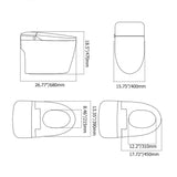 Smart 1-Piece Elongated Automatic Toilet in White LED Display Screen