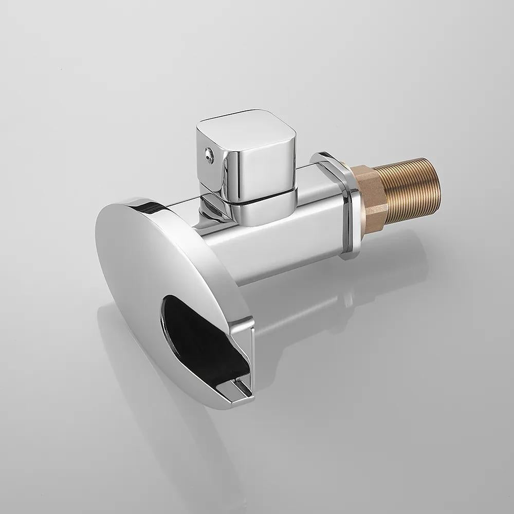 LED Single Handle Waterfall Bathroom Sink Faucet Round Spout Solid Brass in Black&Chrome