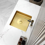 Gold Luxury Stainless Steel Rectangular Sink Undermount Bathroom Wash Sink