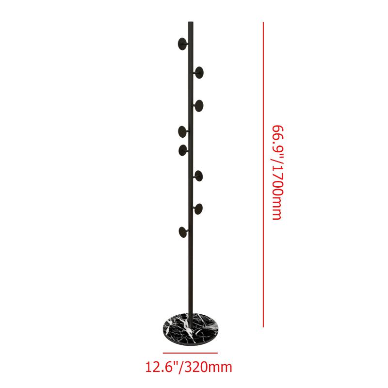 Coat Rack Brass Gold Round Hooks Entryway Freestanding Coat Hanger Marble Base