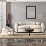 82" Modern White Teddy Velvet 3 Seaters Curved Sofa for Living Room