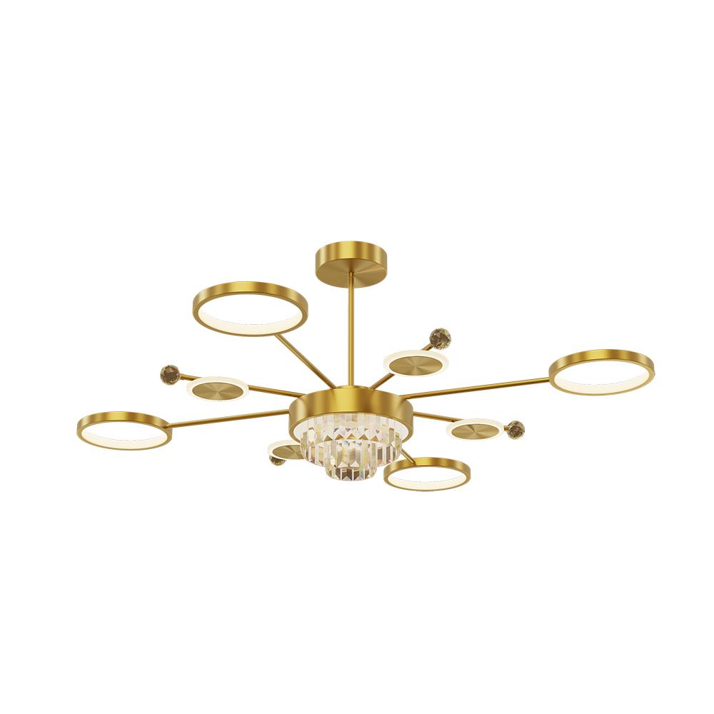 Gold LED Chandelier 9-Light Sputnik Ceiling Light with Crystal Accents