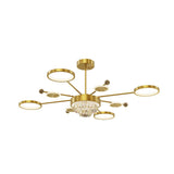 Gold LED Chandelier 9-Light Sputnik Ceiling Light with Crystal Accents