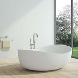 70" Contemporary Oval Freestanding Stone Resin Soaking Bathtub in Black