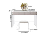 Minimalist Acrylic Floating Makeup Vanity Set with LED Lighted Standing Mirror & Stool