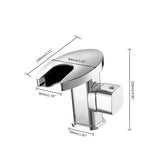 LED Single Handle Waterfall Bathroom Sink Faucet Round Spout Solid Brass in Black&Chrome